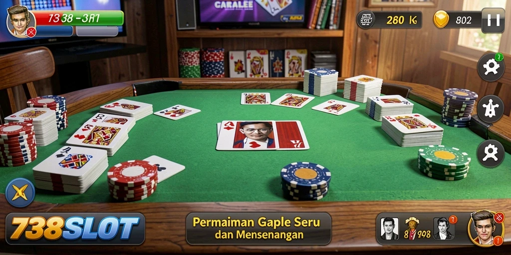 Screenshot gameplay 738SLOT menampilkan aksi seru bermain Gaple.