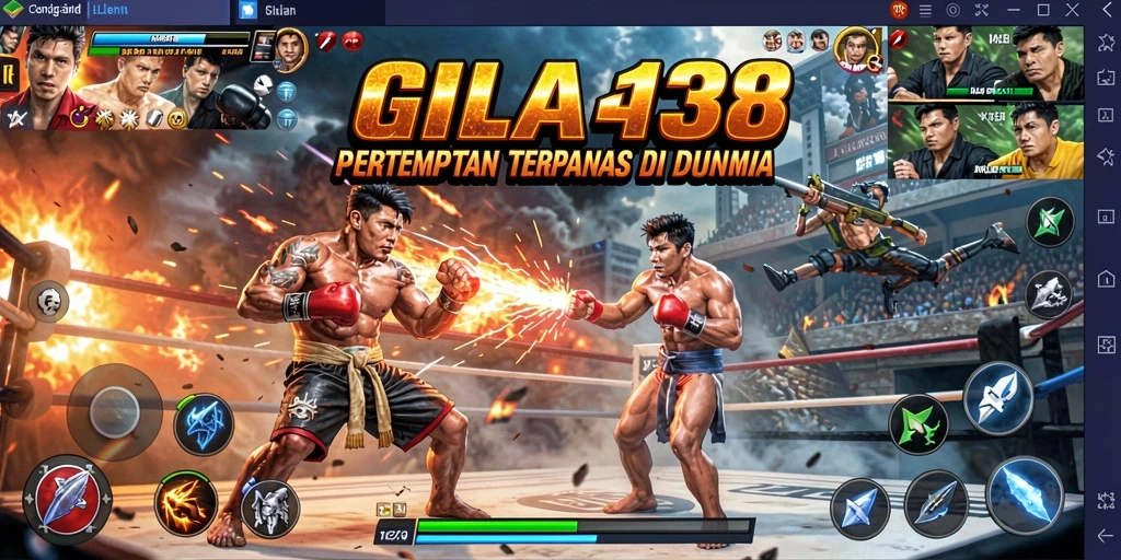 Screenshot gameplay GILA138 menampilkan pertarungan intens antara dua karakter.