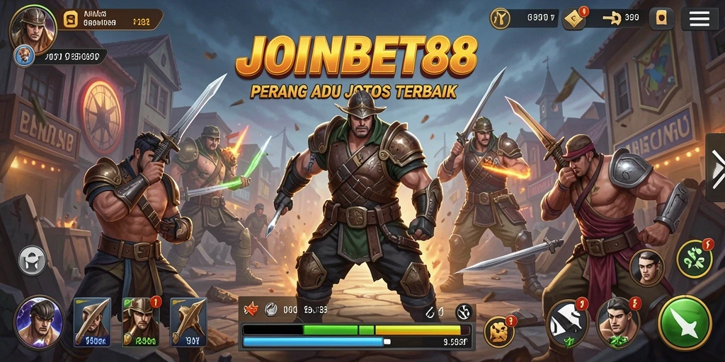 Tangkapan layar gameplay JOINBET88 yang menunjukkan aksi pertarungan dramatis.