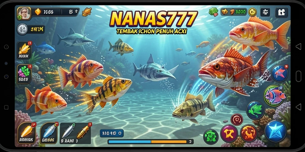 Tangkapan layar gameplay seru NANAS777 saat berburu ikan.