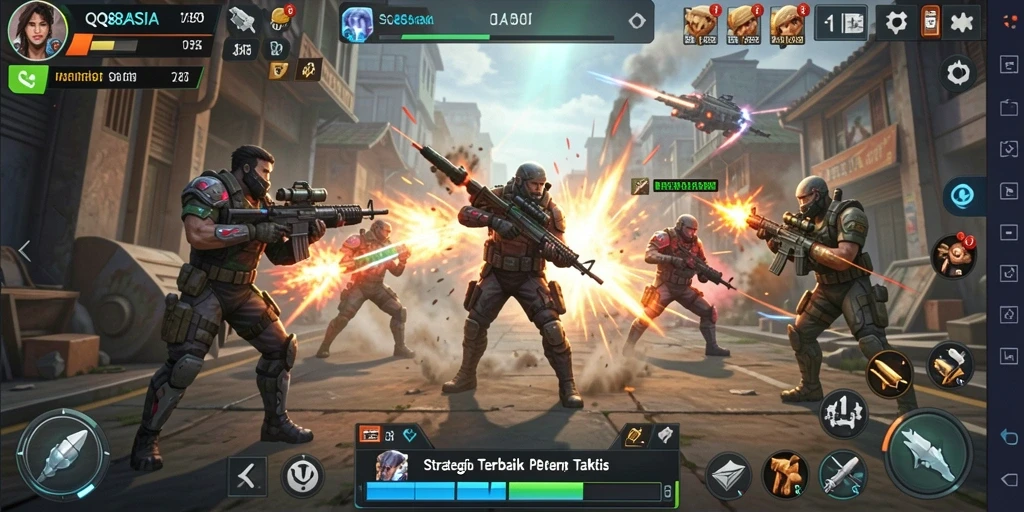 Screenshot gameplay QQ88ASIA yang menampilkan pertarungan strategi yang intens.