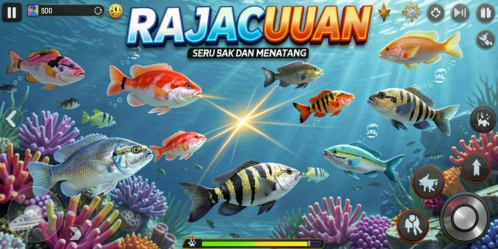 Tampilan gameplay yang menegangkan dalam game Tembak Ikan RAJACUAN.