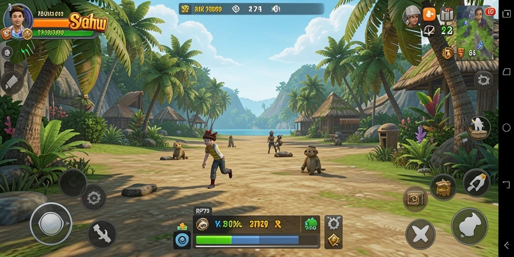 Screenshot gameplay RP79 yang penuh warna dan menghibur.